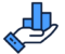 Icon of hand holding bar graph